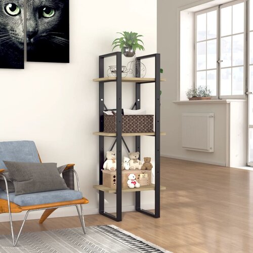 vidaXL Knjižna omara 3-nadstropna sonoma hrast 40x30x105 cm iverna pl., (20706039) Cene