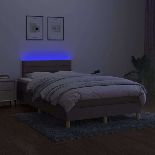  Box spring s madracem LED smeđesivi 120 x 200 cm tkanina Slike