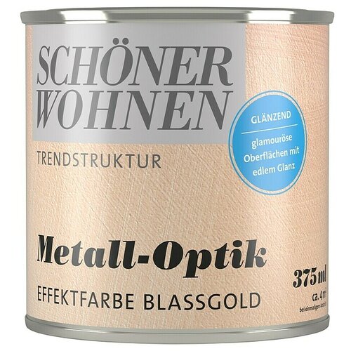 SCH&amp;Ouml;NER WOHNEN-Farbe Trendstruktur Barvni dekorativni omet Metallic (Bledo zlata, Sijaj, 375 ml) Slike
