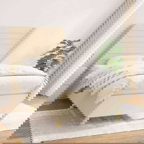  Box spring postelja z vzmetnico krem 90x200 cm blago, (20893210) Cene