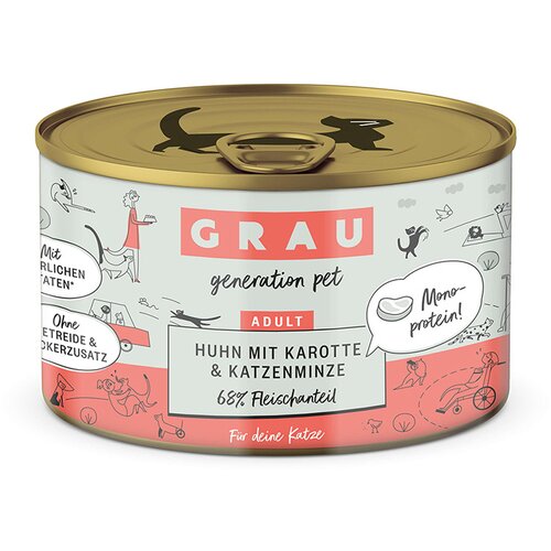 GRAU Ekonomično pakiranje Gourmet 24 x 200 g - Piletina s mrkvom i mačjom metvicom Slike