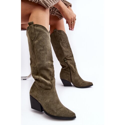 Kesi Women's High Heeled Cowboy Boots Green Sloana Slike