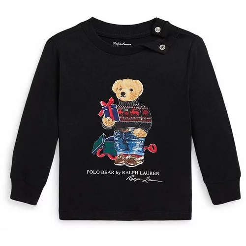 Polo Ralph Lauren Bombažen pulover za dojenčka črna barva