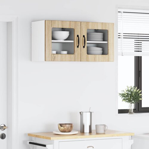  Zidni stakleni ormarić 2 pcs Sonoma hrast 40 x 31 x 40 cm Slike