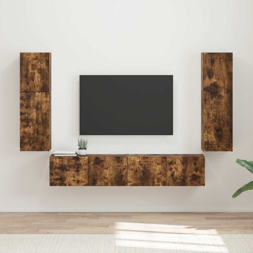  Set TV komoda 4 kom. Dimljeni hrast Konstruirano drvo Cene
