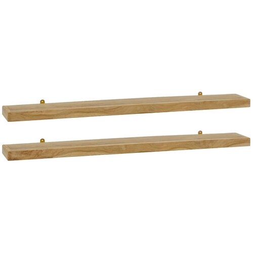  Zidne police 2 kom 110 x 15 x 4 cm od masivne tikovine Slike