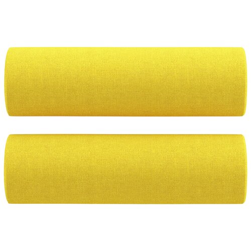  2-dijelni set sofa s jastucima svjetložuti od tkanine Slike