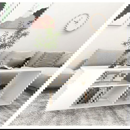 VidaXL Klubska mizica bela 100x50x40 cm iverna plosca Slike