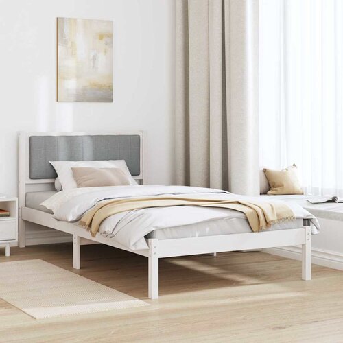  Krevetni okvir s tapiciranim uzglavljem Svijetlo siva Bijela 100 x 200 cm Slike