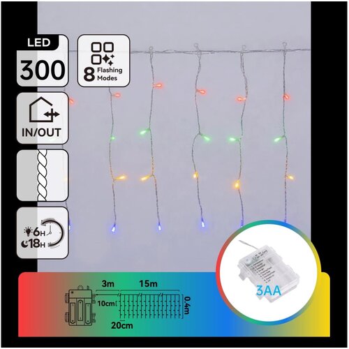 Aigostar LED spolja&scaron;nja božićna girlanda 300xLED/8 funkcija 3xAA 18x0,4m IP44 vi&scaron;ebojna Cene