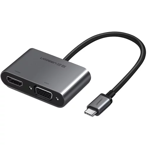 Ugreen USB-C na HDMI+VGA Converter + PD adapter siv 50505