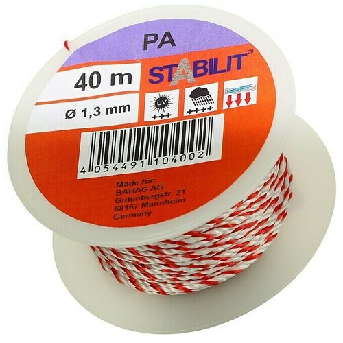 STABILIT Vi&amp;scaron;enamjensko uže (&amp;Oslash; x D: 1,3 mm x 40 m, Crveno-bijele boje, Poliester) Slike