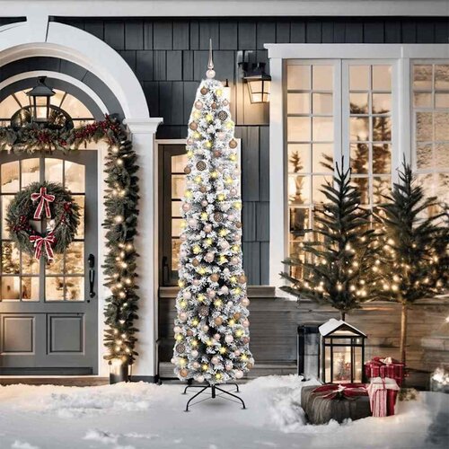 vidaXL Mršavo božićno drvce Zelena 55 x 55 x 210 cm Plastika i metal Cijene