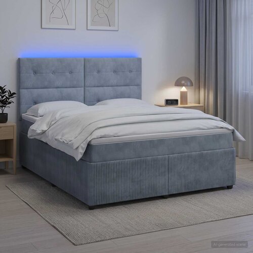  LED okvir za krevet s madracem Tamnosiva 140 x 190 cm Baršun Cene