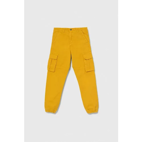 Guess Otroške bombažne hlače rumena barva