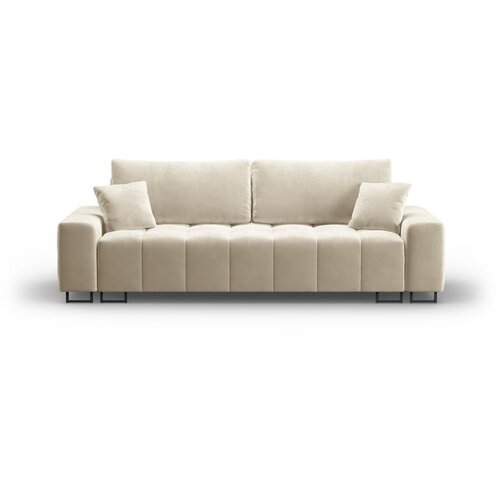 Cosmopolitan Design Bež žametna raztegljiva sedežna garnitura s prostorom za shranjevanje 250 cm Wicklow &amp;ndash; Slike