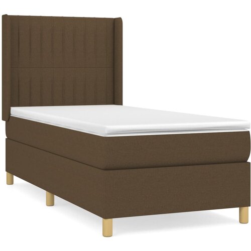 VidaXL Box spring postelja z vzmetnico temno rjava 90x200 cm blago, (20899952) Slike