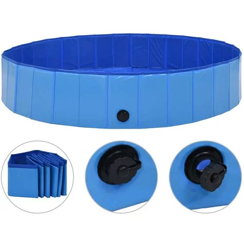  Zložljiv bazen za pse moder 160x30 cm PVC