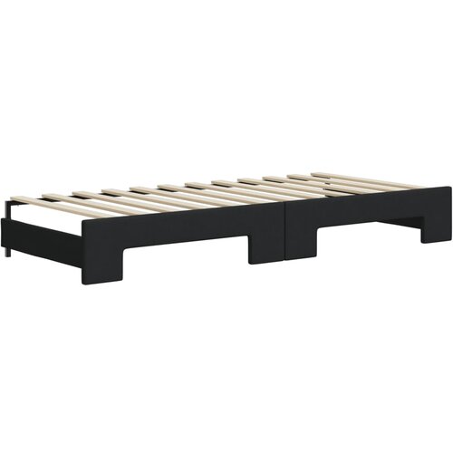  Dnevni krevet na razvlačenje s ladicama crni 90x200 cm tkanina Slike