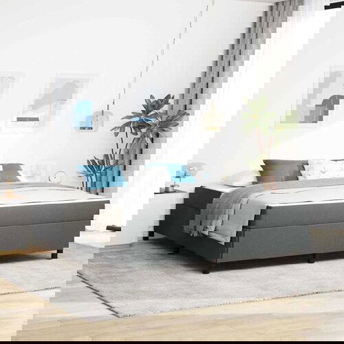 vidaXL Postelja z vzmetnico Temno siva, Črna 180 x 200 cm Cene