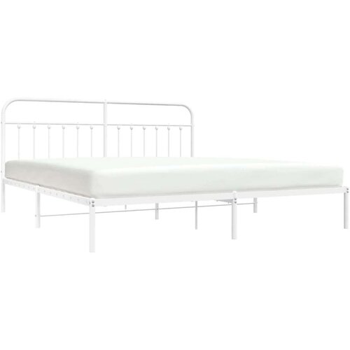VidaXL Metalni okvir za krevet s uzglavljem bijeli 193x203 cm Slike