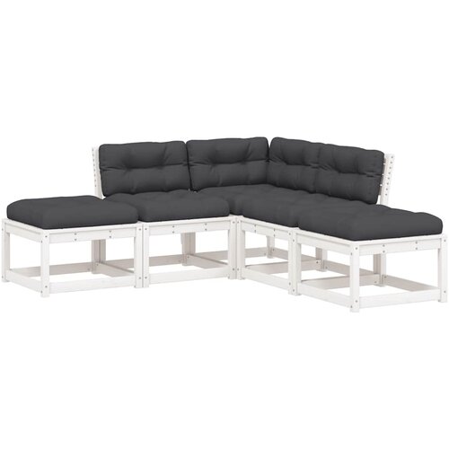  5-dijelni set vrtnih sofa s jastucima bijeli masivna borovina Slike