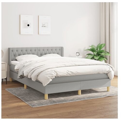  Box spring postelja z vzmetnico svetlo siva 140x200 cm blago Cene