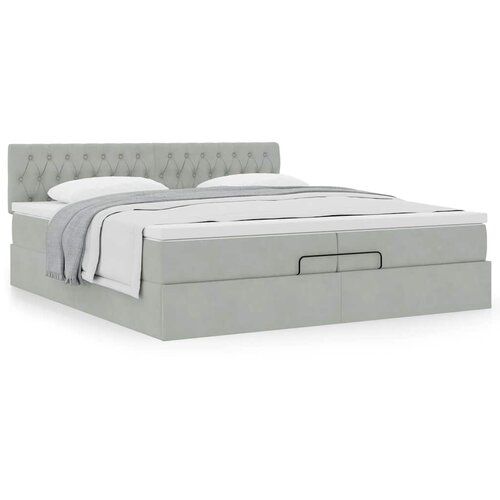  Ottoman krevet s madracem svijetlo sivi 200x200 cm bar&amp;scaron;un Slike