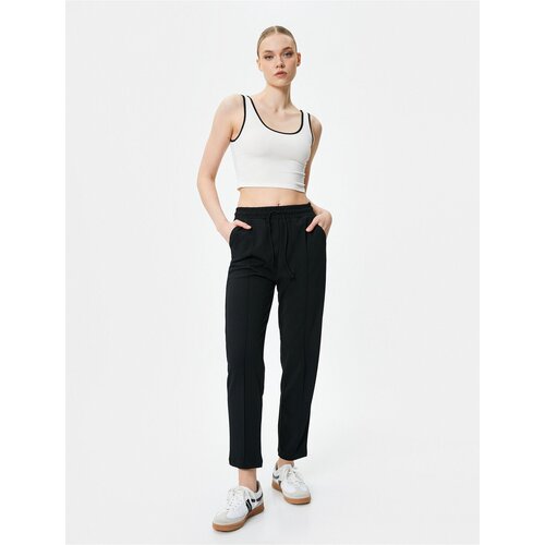 Koton Comfortable Fit Trousers Tied Waist Ribbed Pocket Slike