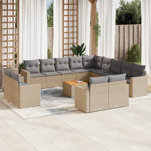 vidaXL 14-dijelni set vrtnih sofa s jastucima poliratan Bež Cene