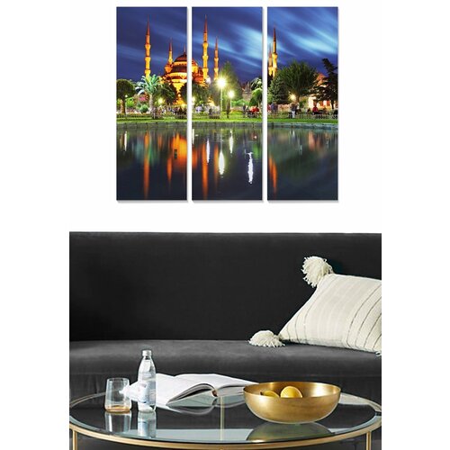 Wallity MDF139093121 multicolor decorative mdf painting (3 pieces) Cene