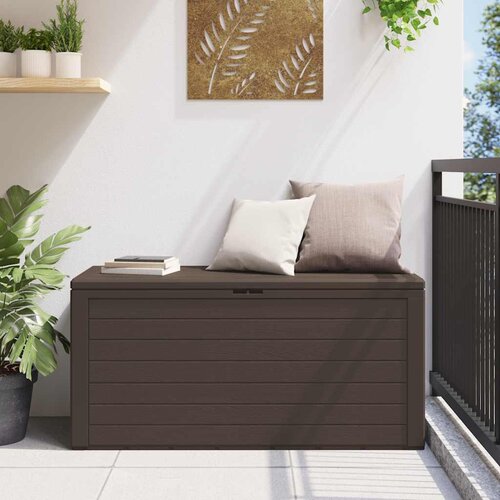  Vrtna kutija za pohranu smeđa 116 x 44 x 55 cm Slike