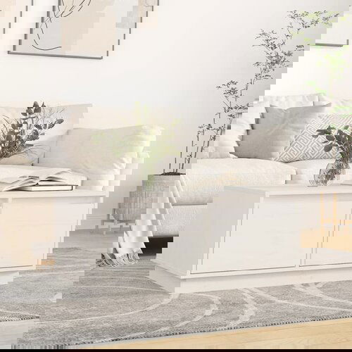 The Living Store Klubska mizica bela 80x50x35 cm trdna borovina - Klubska Mizica, (21573696) Cene