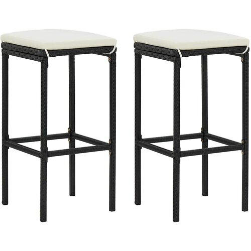  3-dijelni vrtni barski set od poliratana s jastucima crni Crna 60 cm table length Slike