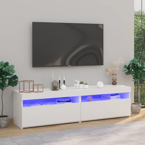 Furnova TV omarica 2 kosa z LED lučkami visok sijaj bela 75x35x40 cm, (21924330) Slike