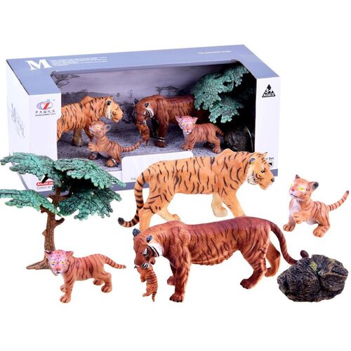  Set figura obitelj tigrova sa stablom i stijenom Cijene