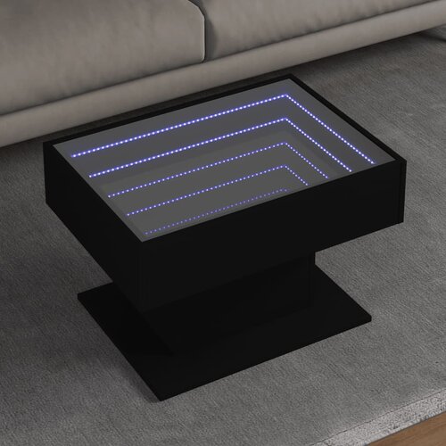 vidaXL Klubska mizica LED črna 70x50x45 cm inženirski les Cene