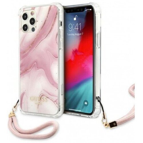 Guess Guhcp12mksmapi za iphone 12 / 12 pro - roza marmor shock silikonski ovitek s perla zapestnico Cene