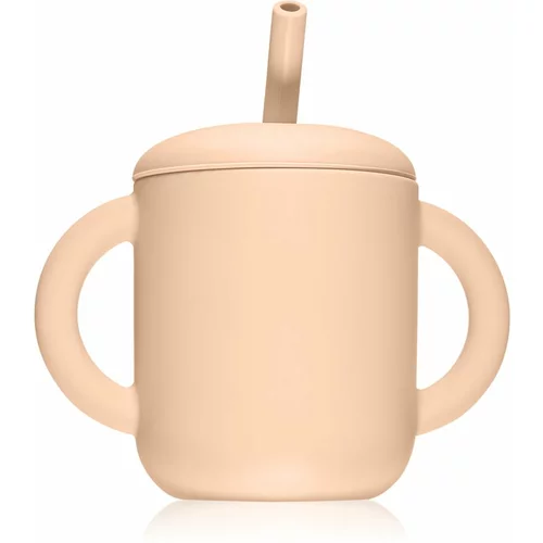 Mushie Training Cup with Straw skodelica s slamico Blush 175 ml