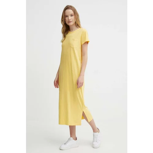 Polo Ralph Lauren Bombažna obleka rumena barva, 211935607