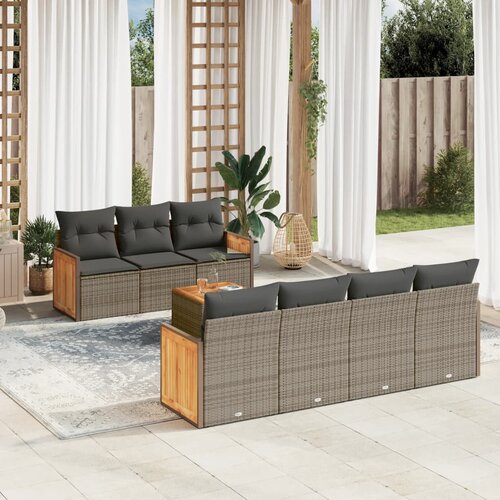 vidaXL 8-dijelni set vrtnih sofa od poliratana s jastucima sivi Cijene