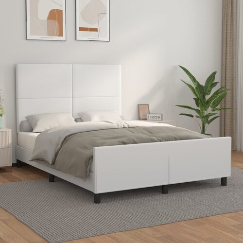  Za krevet s uzglavljem bijeli 140x200 cm od umjetne kože Slike