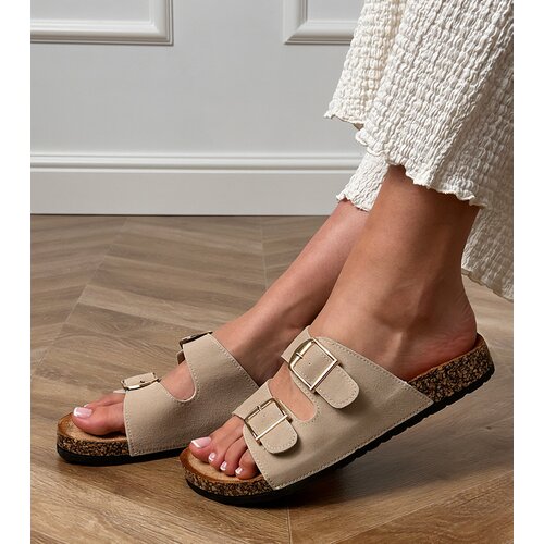 D/CEO Beige sandals with buckles on a cork sole Cloud Cene