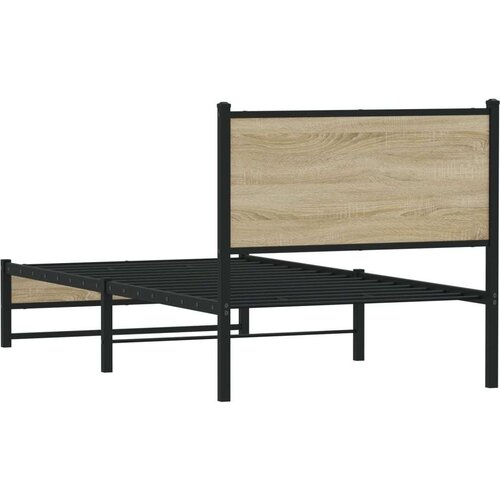 VidaXL Metalni okvir kreveta s uzglavljem boja hrasta sonome 90x200 cm Slike
