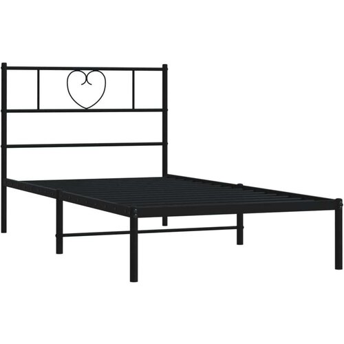 vidaXL Kovinski posteljni okvir z vzglavjem črn 107x203 cm Cene