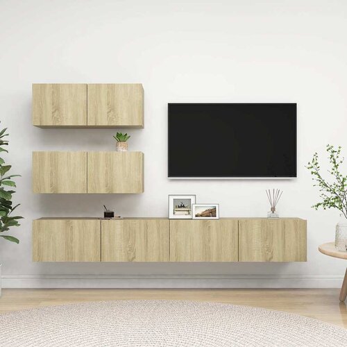  4-dijelni set TV ormarića boja hrasta sonome konstruirano drvo Cijene