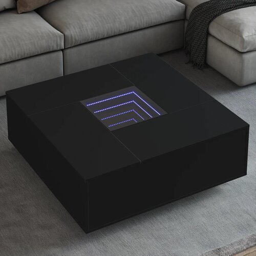 Furnova Klubska mizica z neskončnimi LED črna 100x100x40 cm, (21915523) Slike