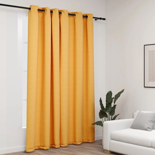 vidaXL Zavjesa za zamračivanje s prstenima žuta 290 x 245 cm Cijene