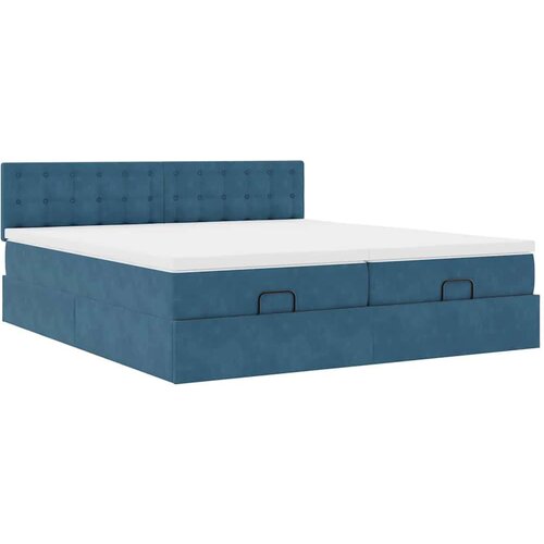 VidaXL Otomanski okvir kreveta s madracima plavi 180x200cm bar&amp;scaron;unasti Slike