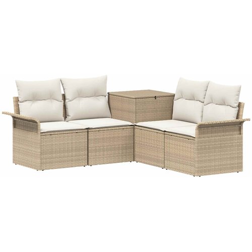  Set sofe 5 kom. Bež i krem bijela Poli Rattan i čelik Slike